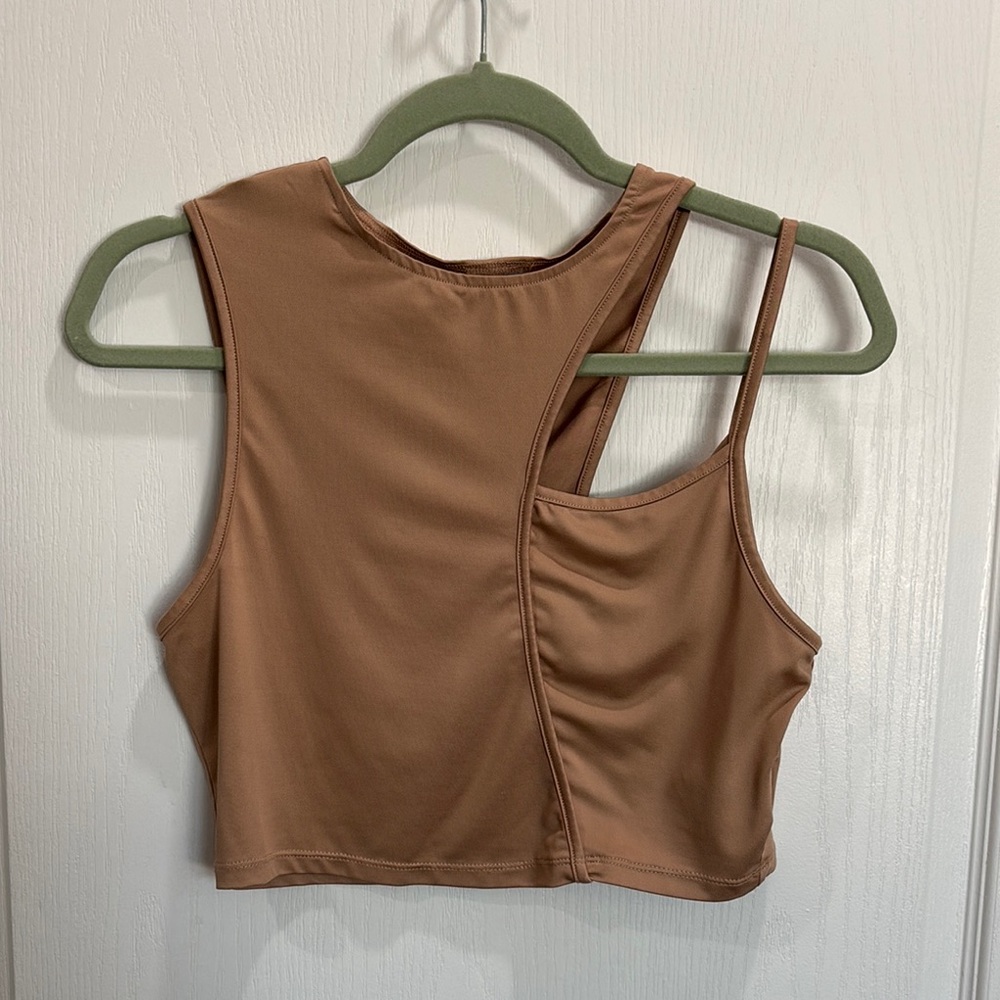 H&M Tan Asymmetrical Crop Tank Top